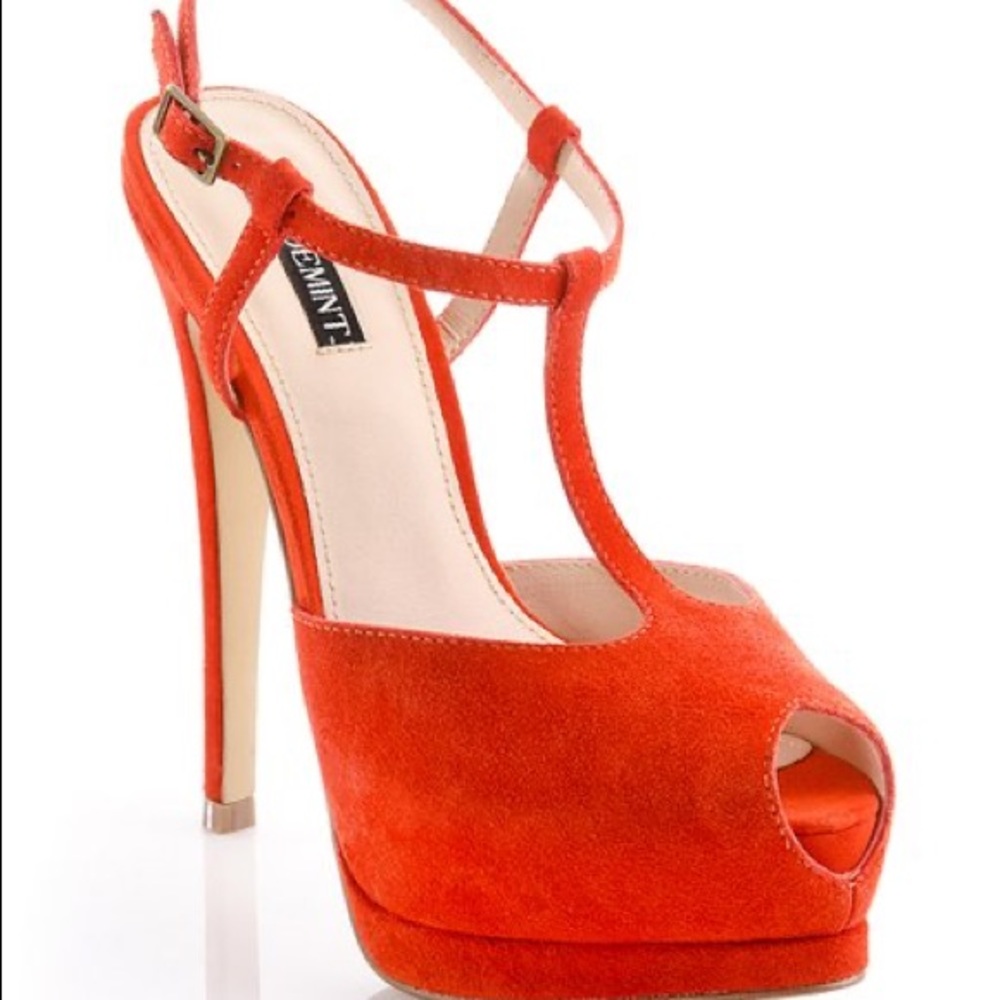Mia show mint tomato peep toe platform heels